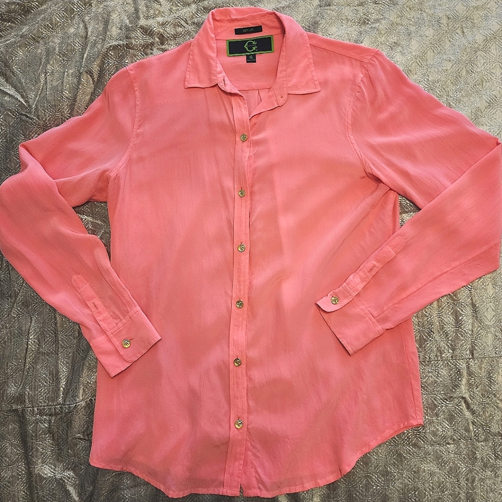 C Wonder sz S 100% silk shirt in pink